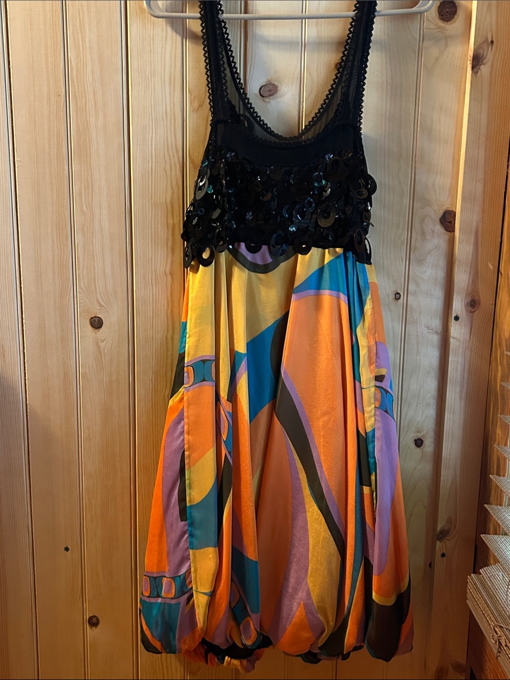 Mac Duggal Couture Silk Sequin Bubble Hem Midi Dress Size 10